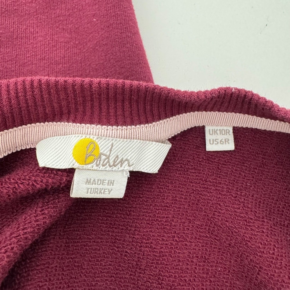 Boden Preppy Puff Sleeve Mini Dress Womens 6 Burgundy Elevated Basic Fall Winter - Picture 3 of 12